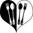 Vinilos decorativos para la cocina - Vinilo cocina  tenedores lindo en corazón - ambiance-sticker.com