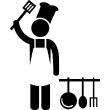Vinilos para puertas - Pegatina de puerta Cocinar con utensilios de cocina - ambiance-sticker.com