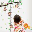 Vinilos infantiles de paredes - Vinilo regla monos en arbol y jirafa - ambiance-sticker.com