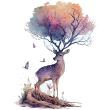 Vinilos animales infantiles - Vinilo animales árbol artístico ciervo - ambiance-sticker.com