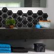 Vinilo azulejos hexagonales - Vinilos baldosas de cemento hexagonal diseño negro - ambiance-sticker.com