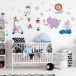 Vinilos infantiles de paredes - Adhesivos habitación infantil animales acróbatas - ambiance-sticker.com