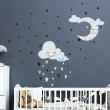 Vinilos infantiles de paredes - Vinilos niño luna y nubes enamoradas en las estrellas - ambiance-sticker.com
