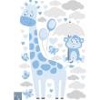 Vinilos decorativos Animales - Vinilo jirafas y monos amistosos bajo una lluvia de corazones - ambiance-sticker.com