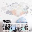 Vinilos infantiles de paredes - Adhesivos luna bohemia, nubes y estrellas - ambiance-sticker.com