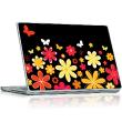 Laptop piel flores sobre negro fondo - ambiance-sticker.com