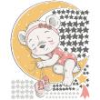 Vinilos infantiles de paredes - Vinilos lindo niña oso en la luna + 100 estrellas - ambiance-sticker.com