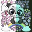 Vinilos infantiles de paredes - Vinilos fosforescente niña panda en el arcoiris - ambiance-sticker.com