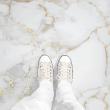 Vinilos baldosas de cemento losa - Vinilo pavimento in marmo bianco dorato antiscivolo - ambiance-sticker.com