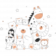Vinilos animales infantiles - Vinilos animales felices juntos naranja - ambiance-sticker.com