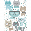 Vinilos infantiles de paredes - Happy Friends Cats pegatinas - ambiance-sticker.com