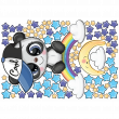 Vinilos Nombres - Vinilo  niño panda en arco iris y 90 estrellas - ambiance-sticker.com