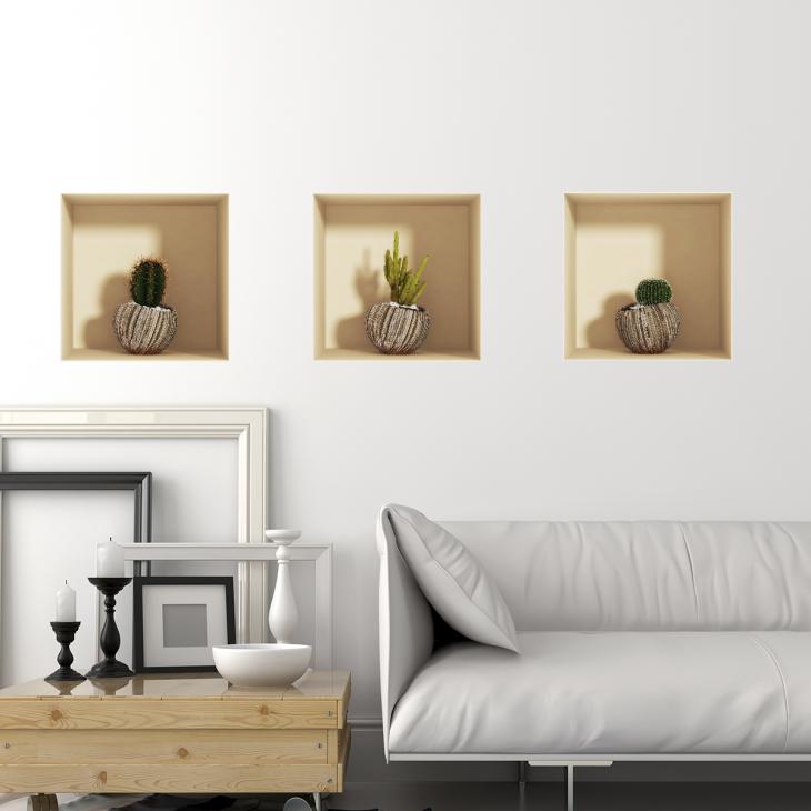 Vinilos decorativos 3D- Vinilo efecto 3D cactus exótico - ambiance-sticker.com