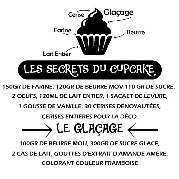 Vinilos decorativos para la cocina - Vinilo decorativo citación receta Les secrets du cupcake&#8203; - ambiance-sticker.com