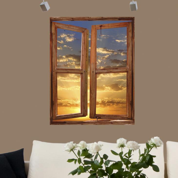 Vinilos decorativos paisajes - Vinilo Puesta de sol en el marco vertical - ambiance-sticker.com