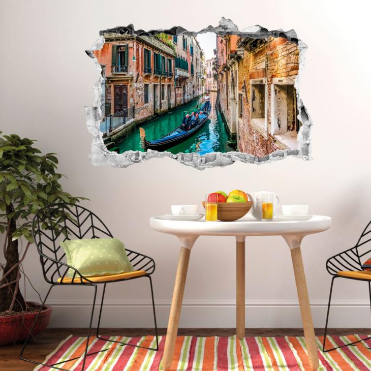 Vinilos decorativos paisajes - Vinilo Paisaje Venecia y su gondolero - ambiance-sticker.com