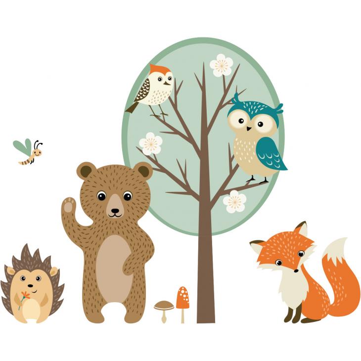 Vinilos decorativos Animales - Animales del bosque y pegatinas de árboles encantados - ambiance-sticker.com