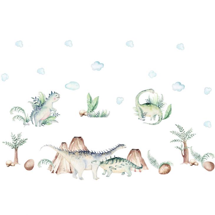 Vinilos infantiles de paredes - Vinilo dinosaurios gigantes en la jungla - ambiance-sticker.com