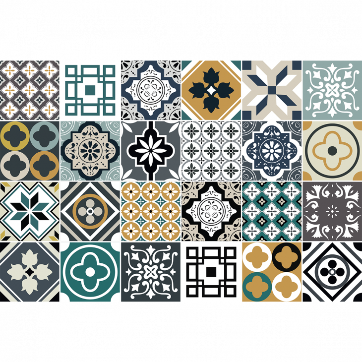 vinilos baldosas de cemento - 24 vinilos azulejos safia - ambiance-sticker.com