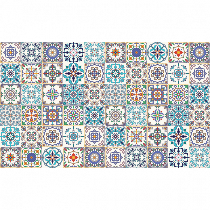vinilos baldosas de cemento - 60 vinilo baldosas azulejos ludivina - ambiance-sticker.com