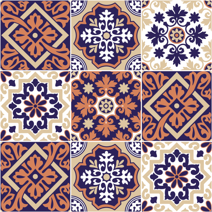 vinilos baldosas de cemento - 9 adhesivos azulejos arabescos ornamentales - ambiance-sticker.com