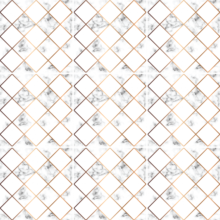 vinilos material baldosas de cemento - 9 vinilos azulejos Efecto mármol con diamantes dorados - ambiance-sticker.com