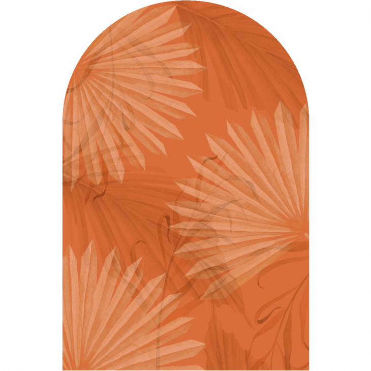 Papel pintado prepegado - Papel pintado prepegado arco hojas de palma color naranja - ambiance-sticker.com