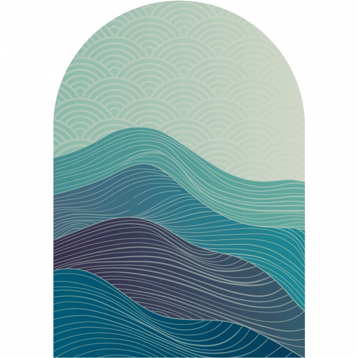 Papel pintado prepegado - Papel pintado prepegado arco olas del mar abstractas - ambiance-sticker.com