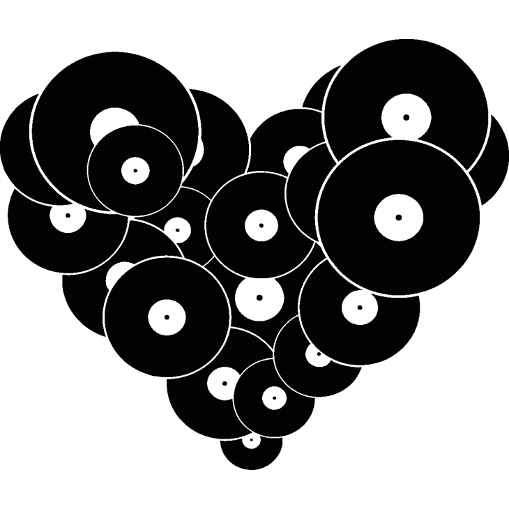 Vinilos decorativos diseños - Vinilo Discos de vinilo en forma de corazón - ambiance-sticker.com