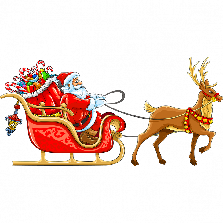 Vinilo Navidad Vinilo Navidad Santa Claus y su trineo - ambiance-sticker.com