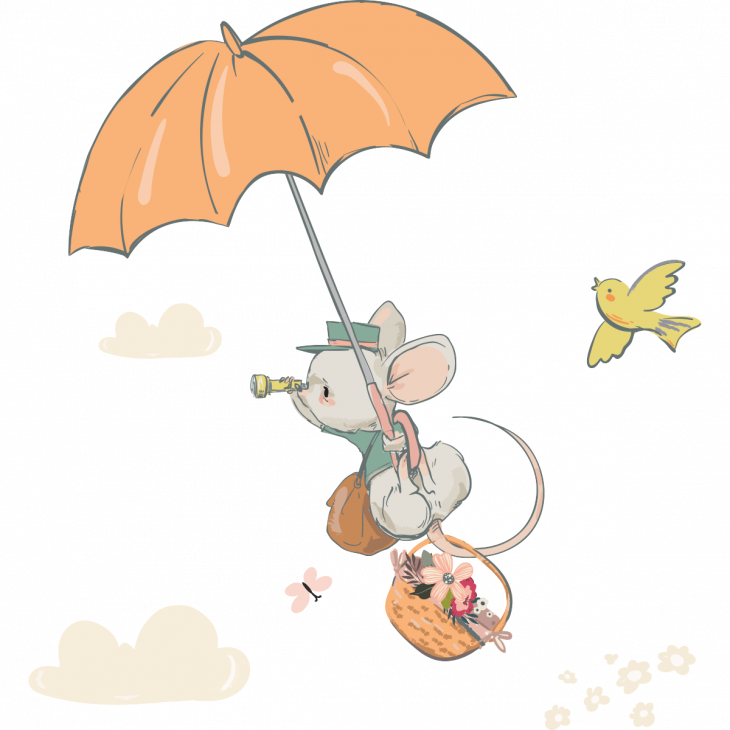 Vinilos animales infantiles - Vinilo ratón viajero - ambiance-sticker.com