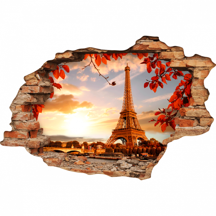 Vinilos decorativos paisajes - Vinilo Paisaje la Torre Eiffel visión de otoño - ambiance-sticker.com
