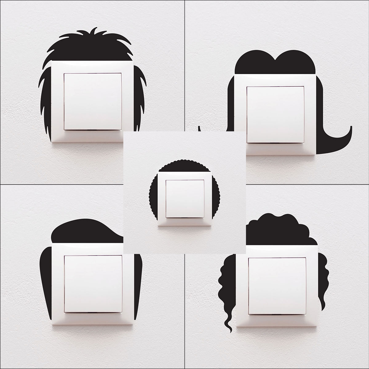 10 Stickers interrupteur coupes de coiffures