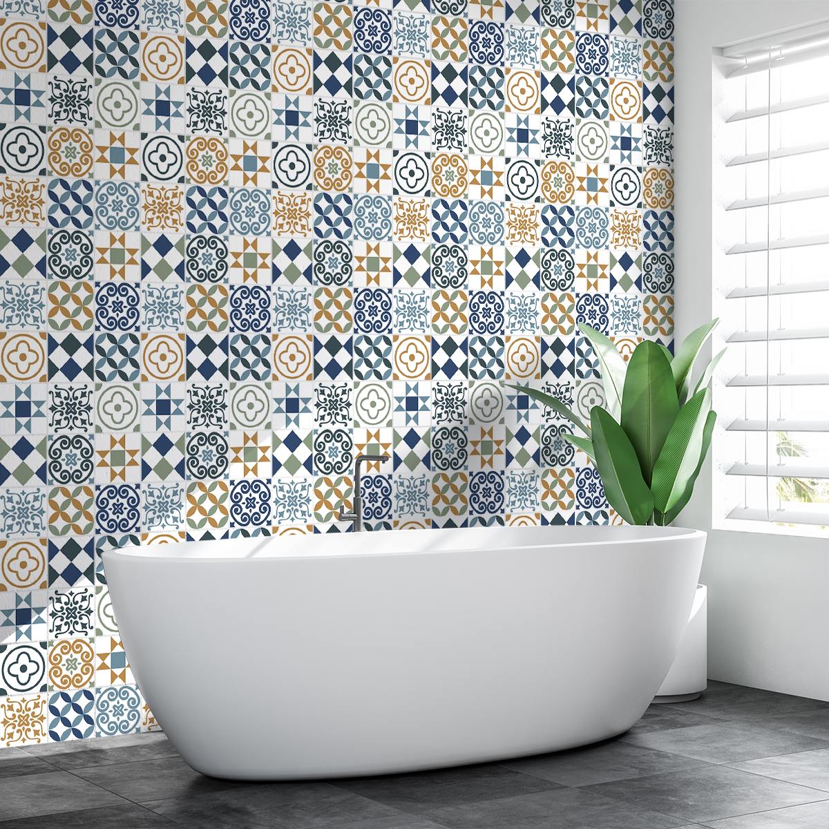60 wall decal cement tiles azulejos hana