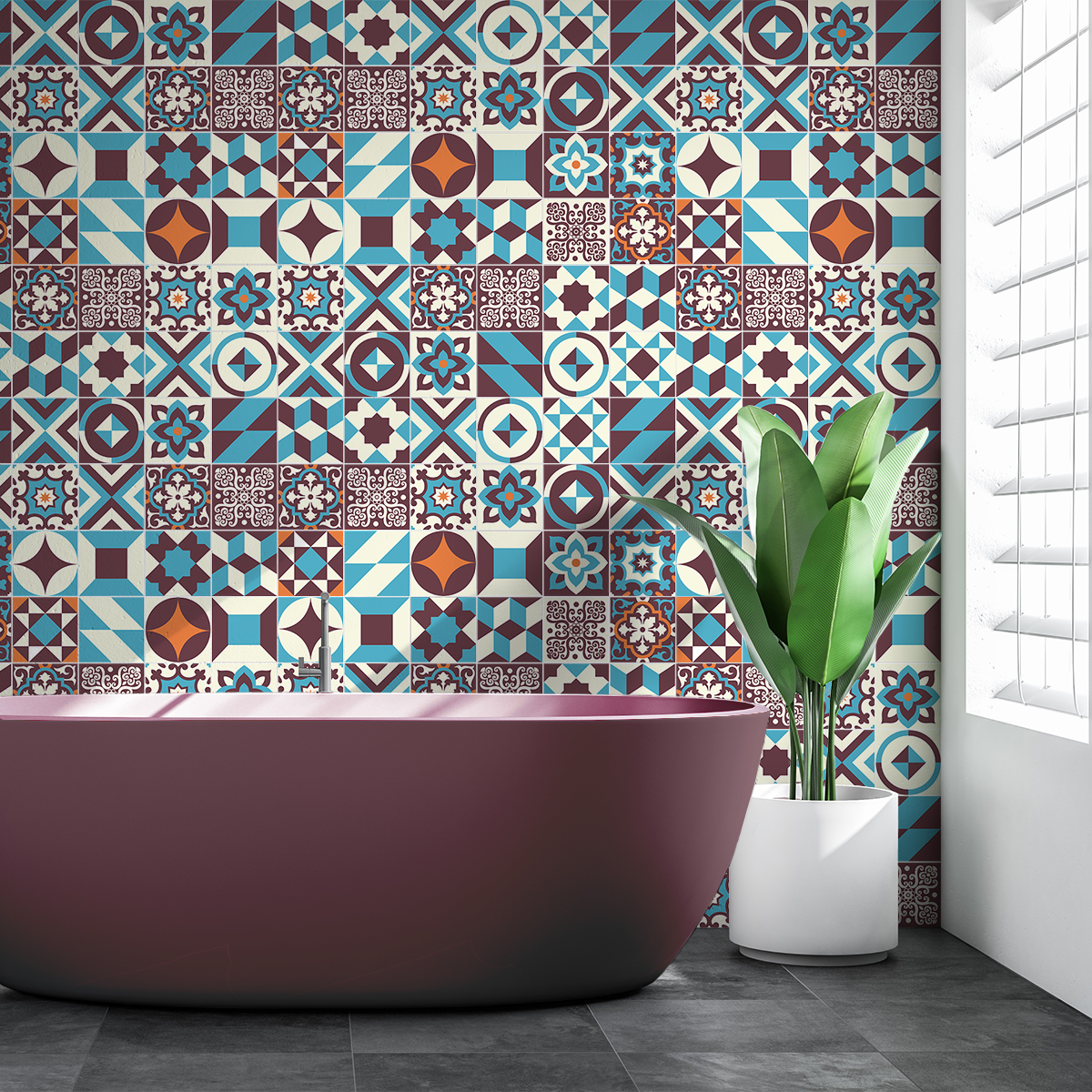 60 wall stickers cement tiles azulejos murzo