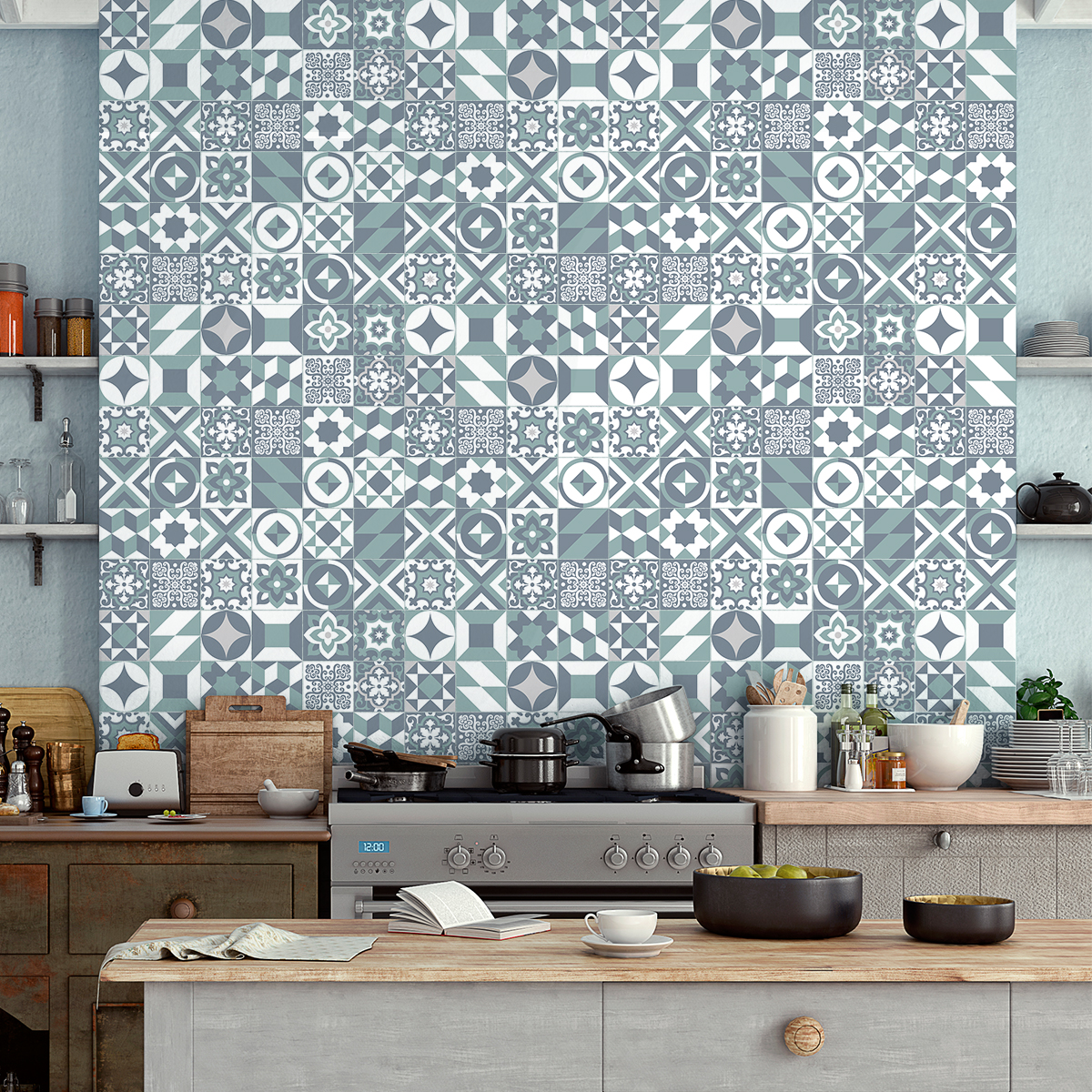 60 wall stickers cement tiles azulejos paoli