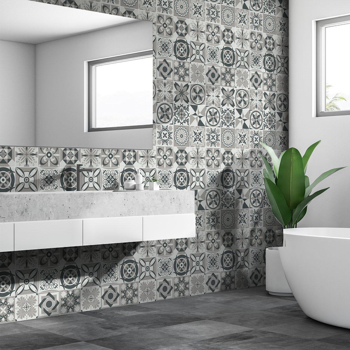 60 wall decal cement tiles azulejos rozia