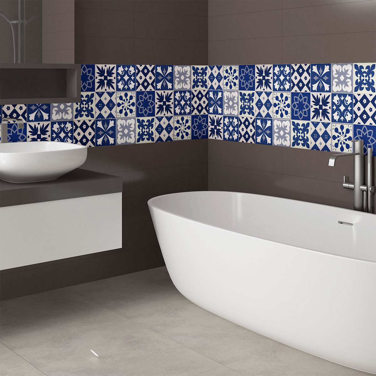 9 wall stickers cement tiles azulejos linia