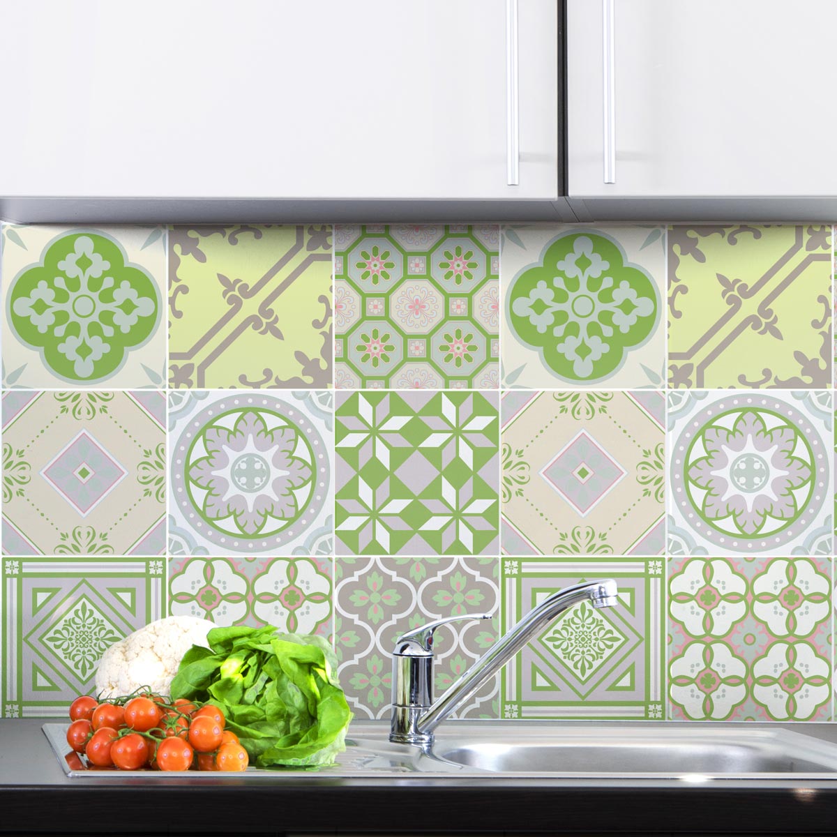 9 stickers carrelages azulejos nuance de vert – SALLE DE BAIN ET WC Salle  de bain - Ambiance-sticker