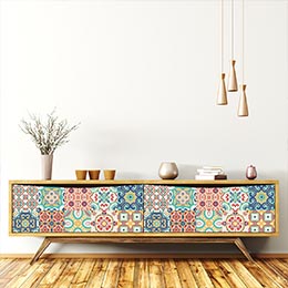 Wall decal tiles furniture