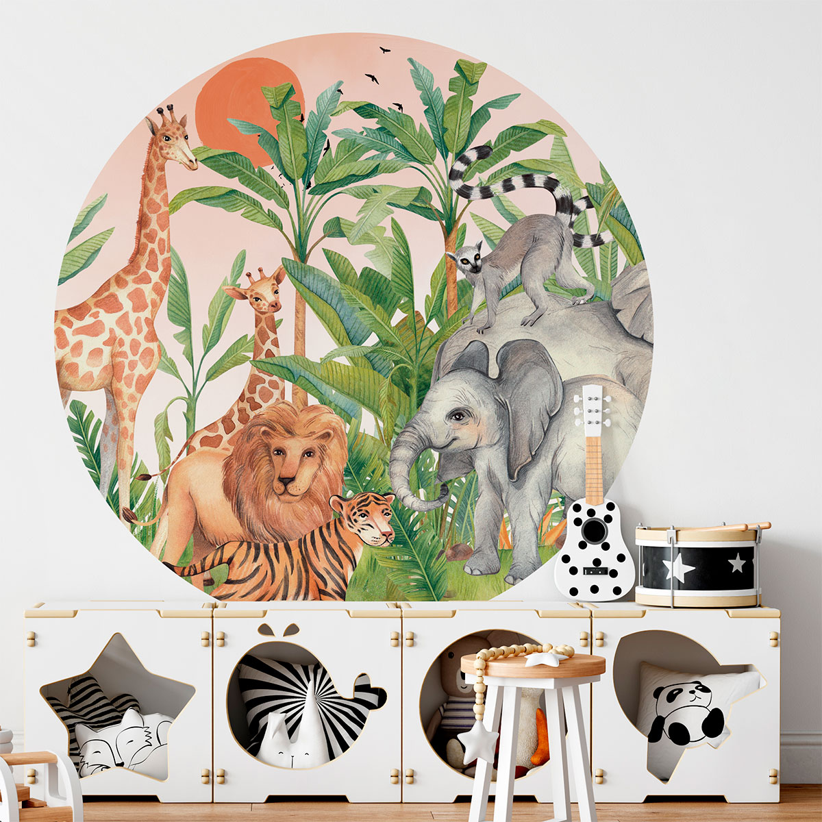Fresque Papier peint pré-encollé animaux dans la jungle
