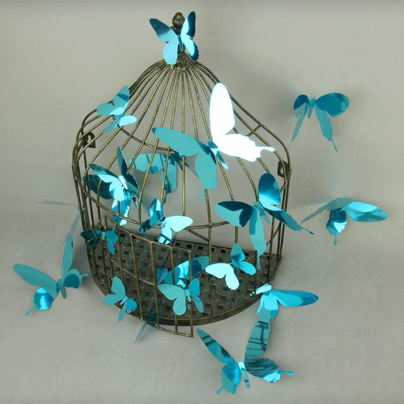 Kit de 12 Stickers papillons 3D miroirs bleu