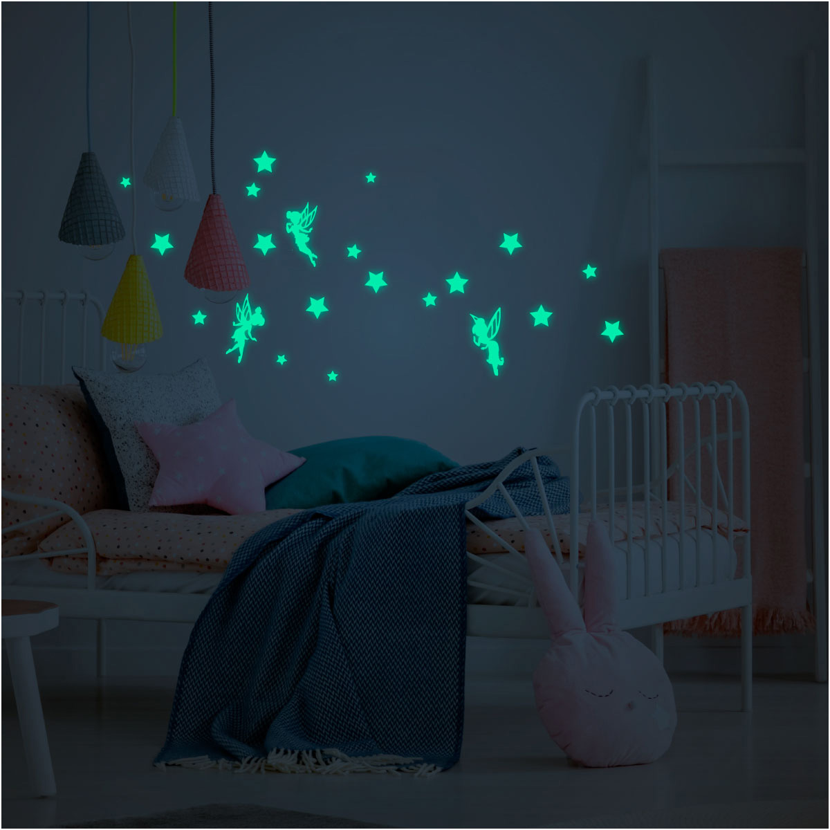 Pack of 3 Fairy stickers and 18 phosphorescent star