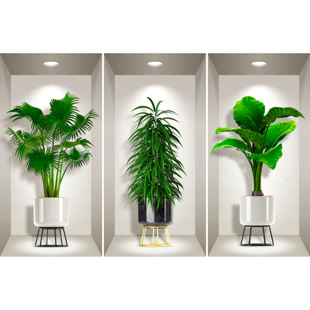 Vase autocollant mural 3D, autocollant mural plantes vertes
