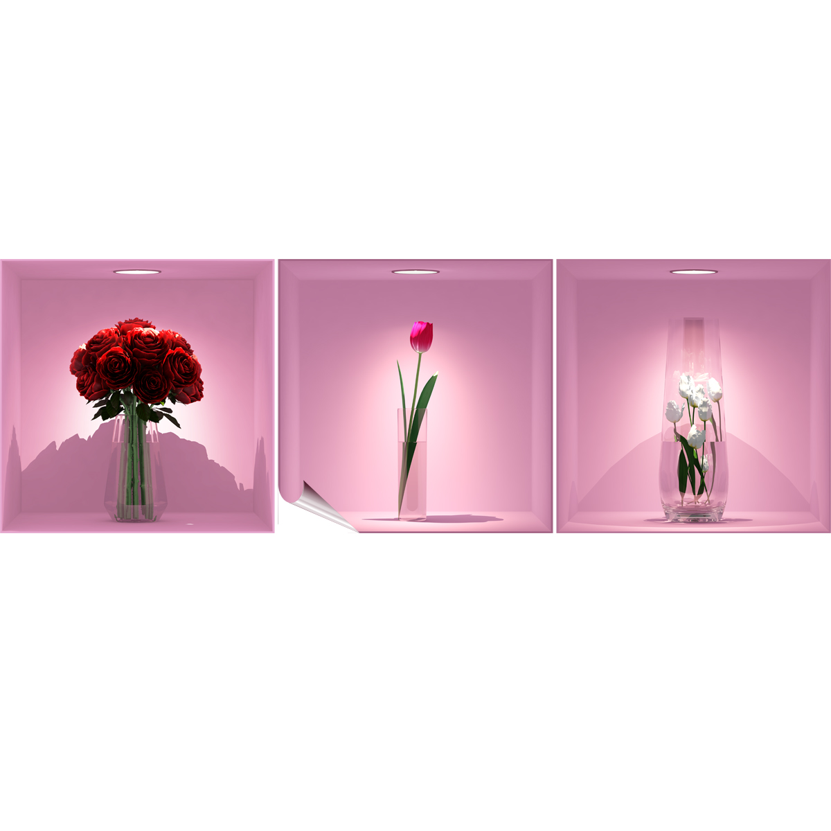 Wall decal 3D effect Red roses flowers