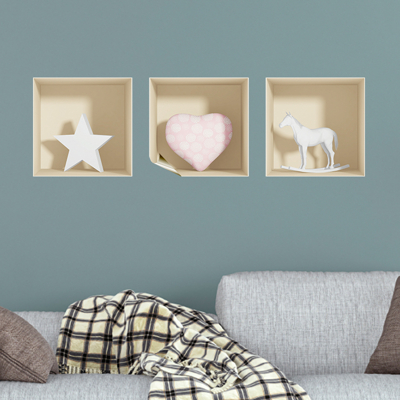 Wall decal 3D effect Decoration with heart