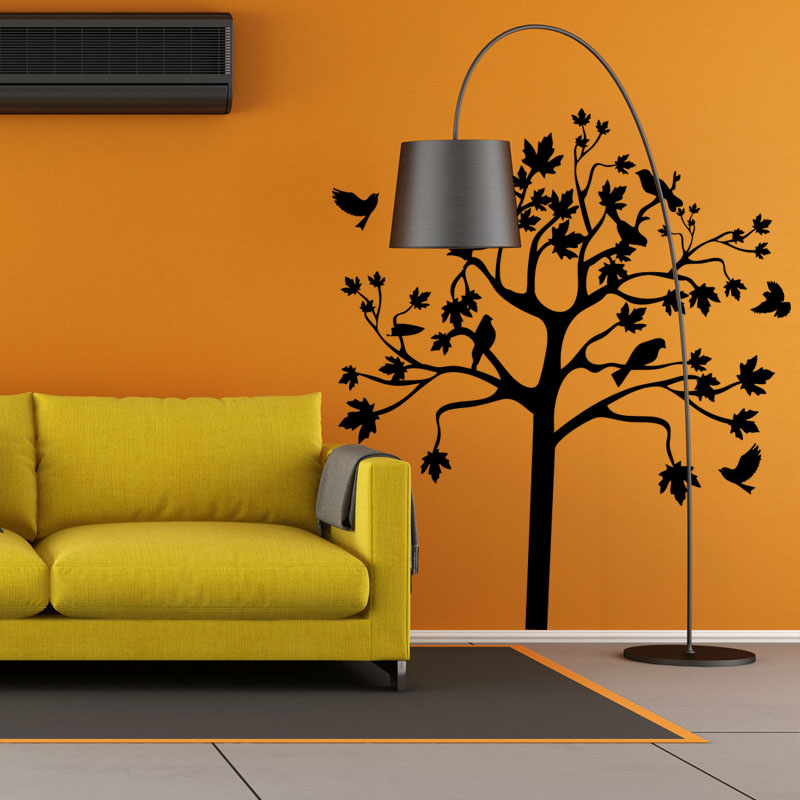 Tree surrounded by birds Wall decal