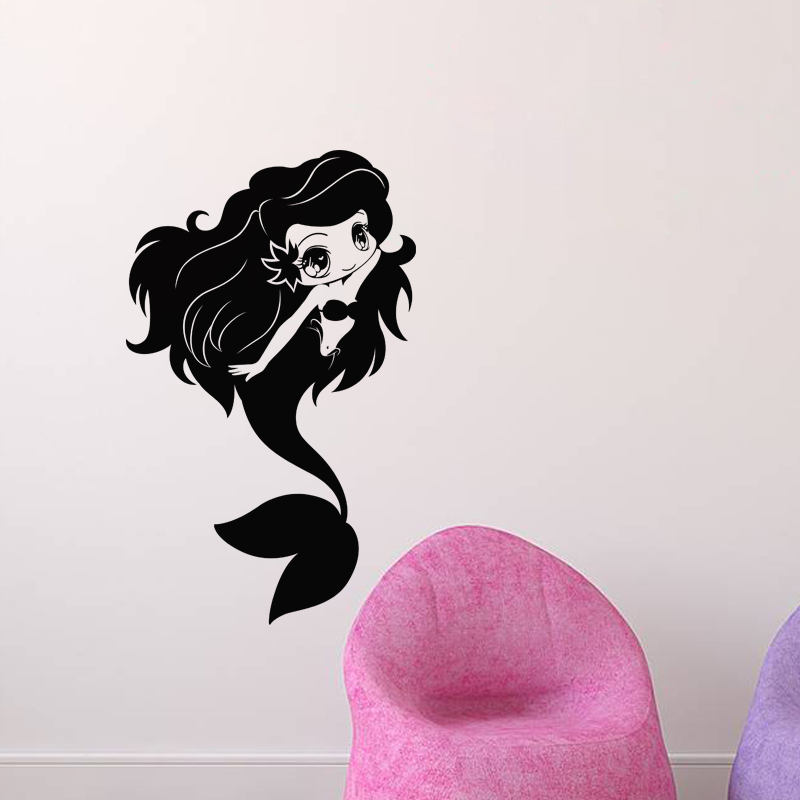Wall decal Beautiful mermaid long hair