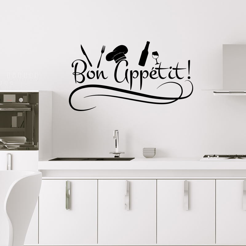 Bonne Appetit Decoration Wall Decals Quote Wall Stickers Kitchen Ambiance Sticker