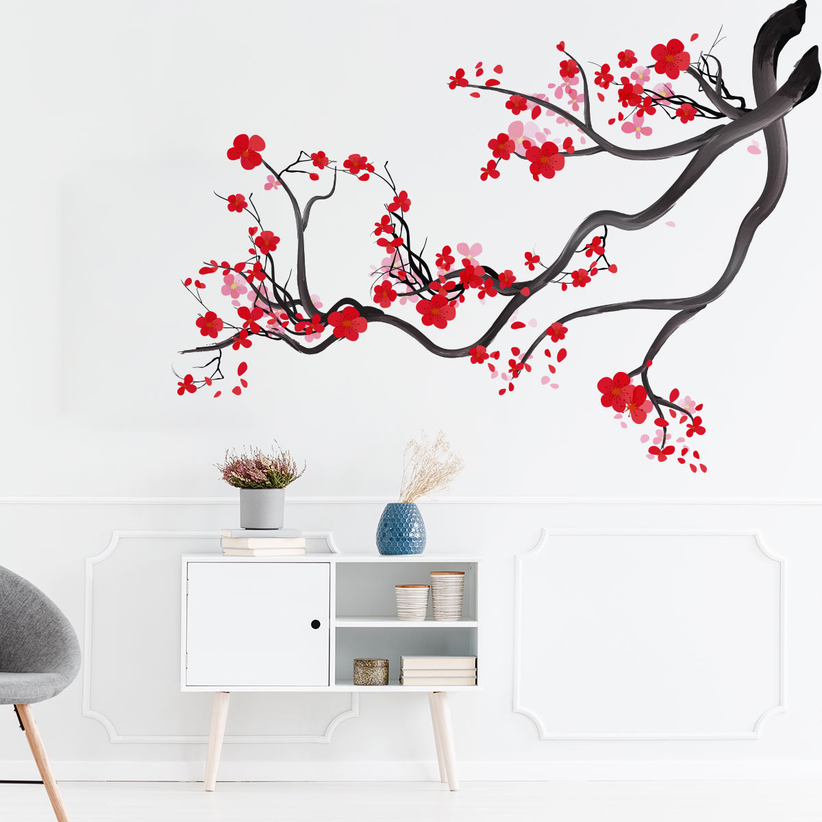 Sticker branche de cerisier japonais aquarelle – Stickers STICKERS NATURE  Arbres - Ambiance-sticker